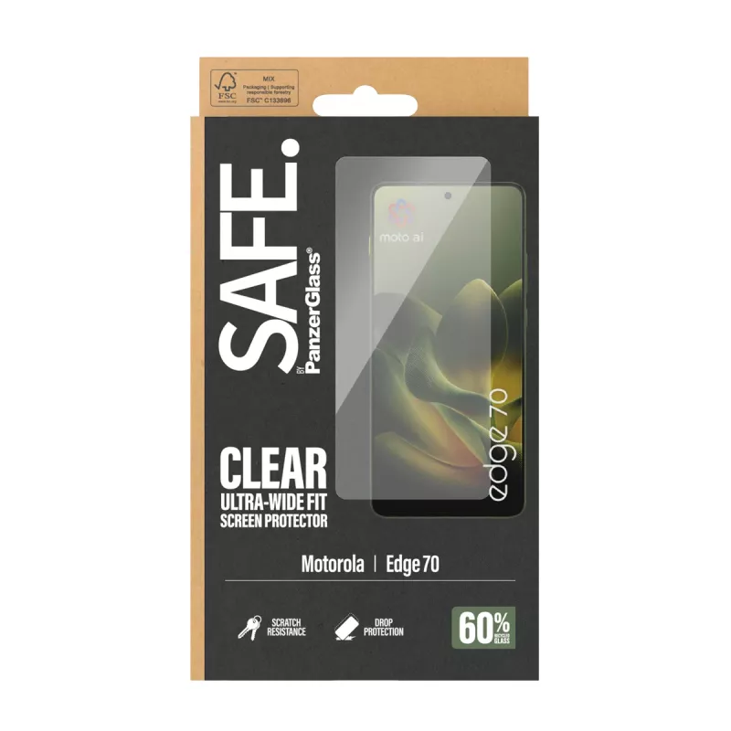 PanzerGlass SAFE. by ® Ekrāna aizsargplēve Motorola Edge 70 | Īpaši plata piegulšana