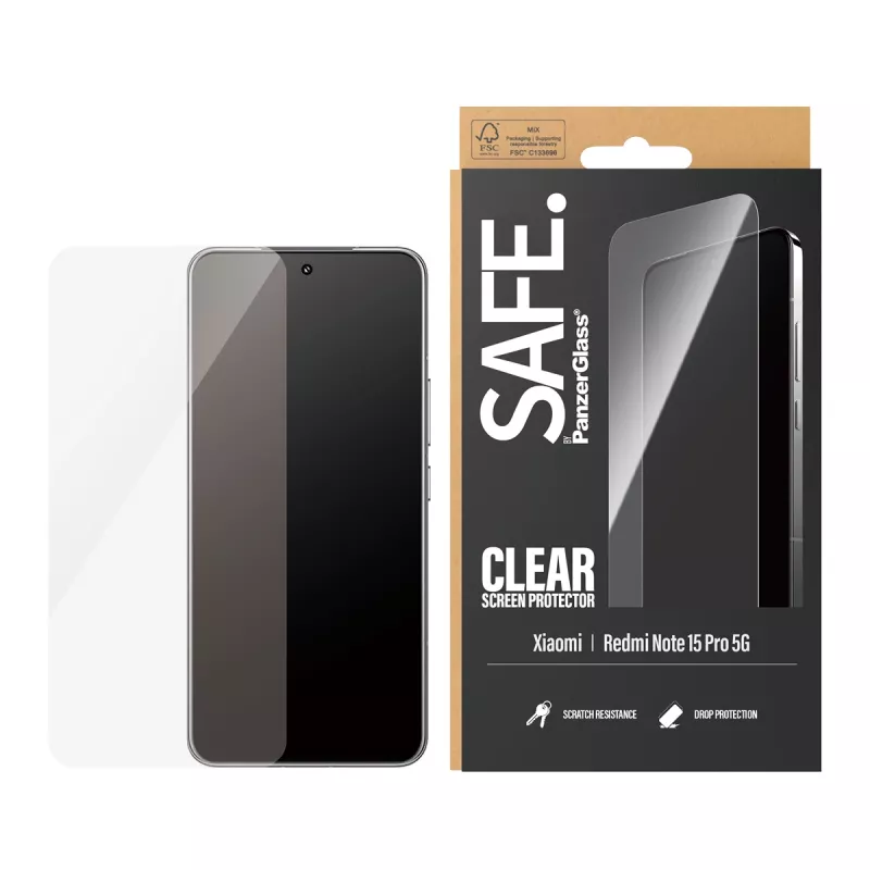 PanzerGlass SAFE. by ® Ekrāna aizsargs Xiaomi Redmi Note 15 Pro 5G | Īpaši plata piegulēšana