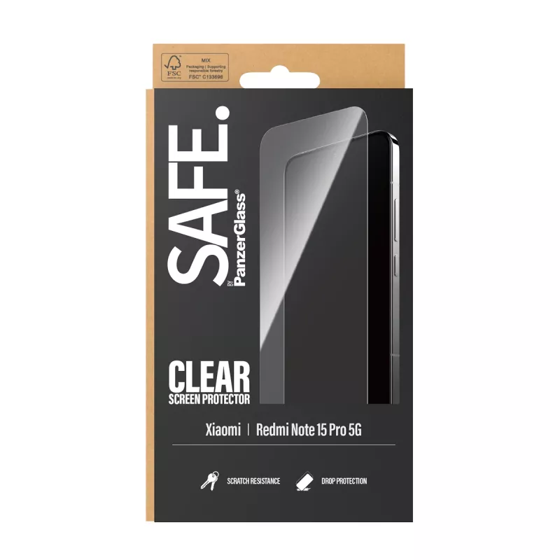 PanzerGlass SAFE. by ® Ekrāna aizsargs Xiaomi Redmi Note 15 Pro 5G | Īpaši plata piegulēšana