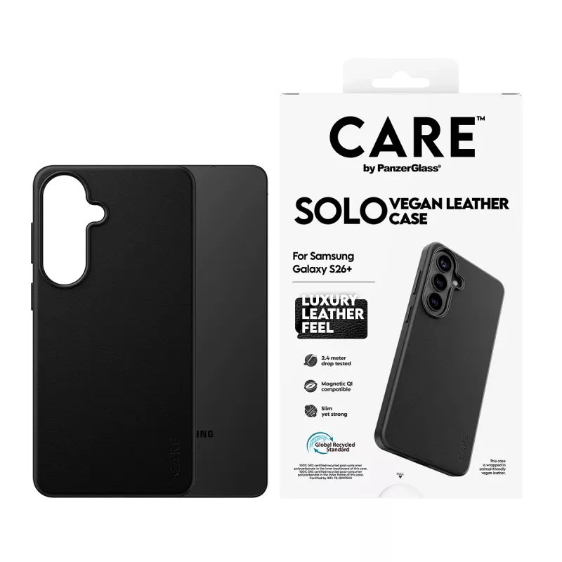 Telefona vāciņš PanzerGlass CARE Solo vāciņš Samsung Galaxy S26+ — melns, saderīgs ar Galaxy S26+