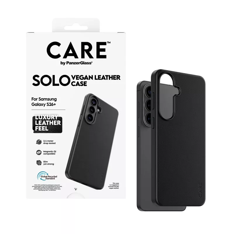 Telefona vāciņš PanzerGlass CARE Solo vāciņš Samsung Galaxy S26+ — melns, saderīgs ar Galaxy S26+