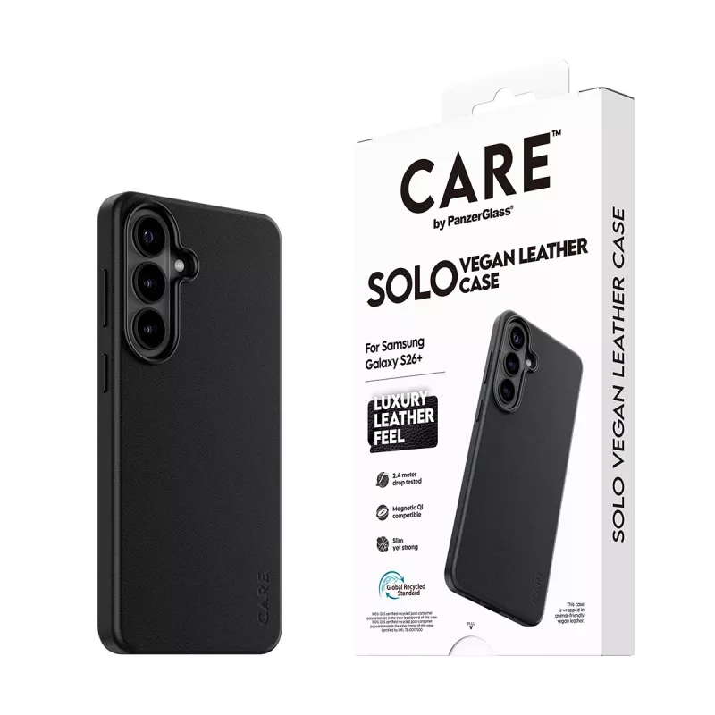 Telefona vāciņš PanzerGlass CARE Solo vāciņš Samsung Galaxy S26+ — melns, saderīgs ar Galaxy S26+