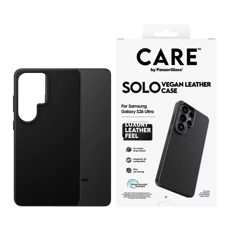 Telefona maciņš PanzerGlass CARE Solo vāciņš Samsung Galaxy S26 Ultra, melns, Qi-saderīgs