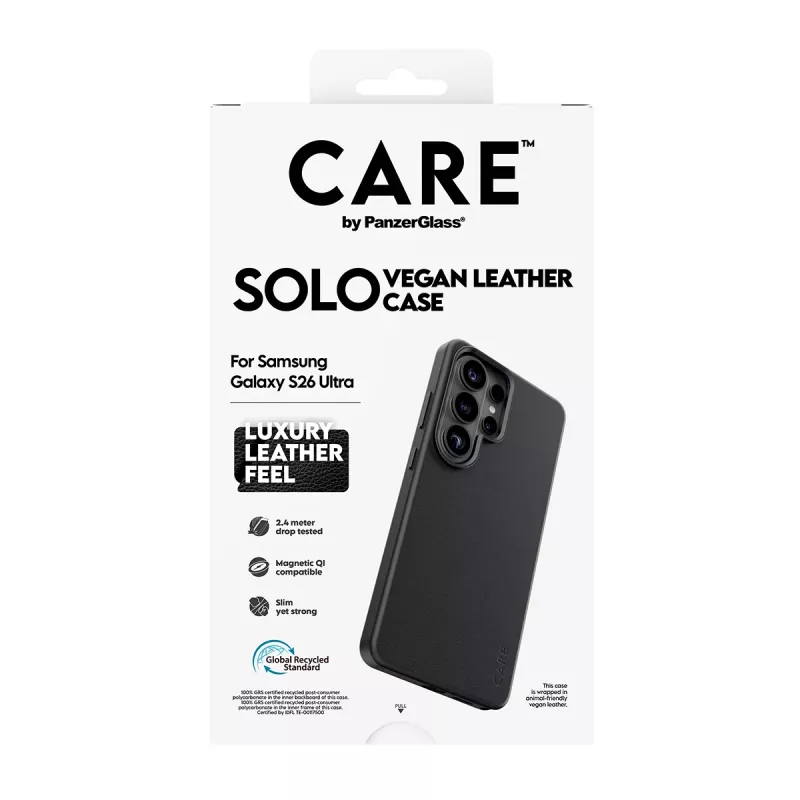 Telefona maciņš PanzerGlass CARE Solo vāciņš Samsung Galaxy S26 Ultra, melns, Qi-saderīgs