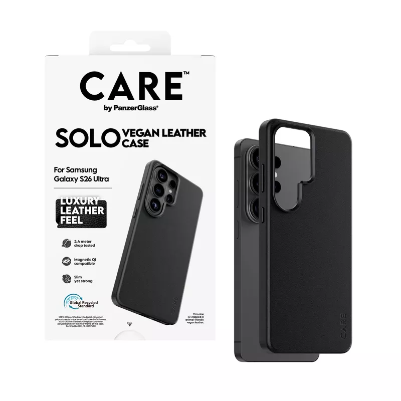 Telefona maciņš PanzerGlass CARE Solo vāciņš Samsung Galaxy S26 Ultra, melns, Qi-saderīgs