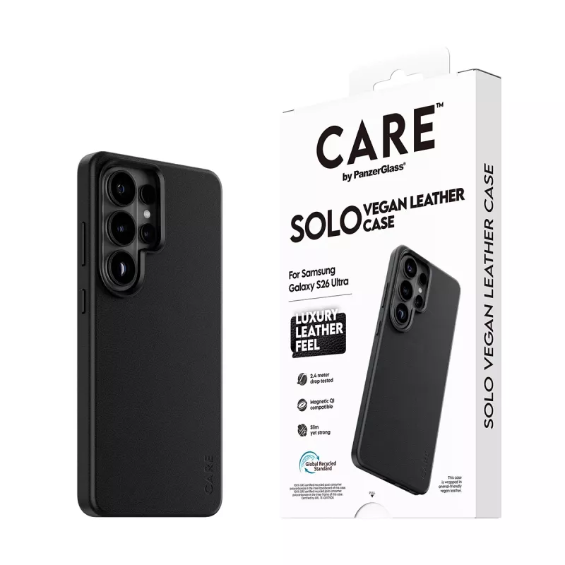 Telefona maciņš PanzerGlass CARE Solo vāciņš Samsung Galaxy S26 Ultra, melns, Qi-saderīgs