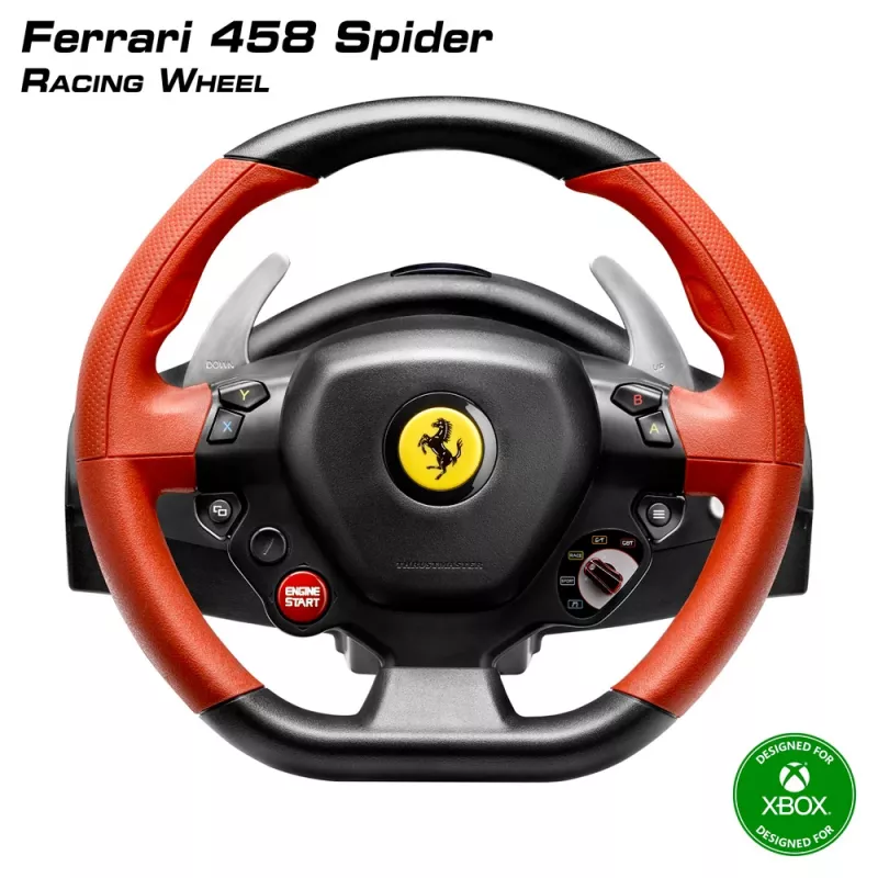 Thrustmaster Ferrari 458 Spider melna, sarkana USB stūre + pedāļi Xbox One