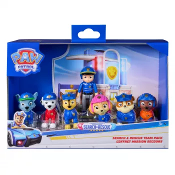 PAW Patrol Search & Rescue Team Pack ar 7 kolekcionējamām darbības figūrām, ieskaitot Raideru un 6 kucēnus, rotaļlietas zēniem un meitenēm vecumā no 3 gadiem