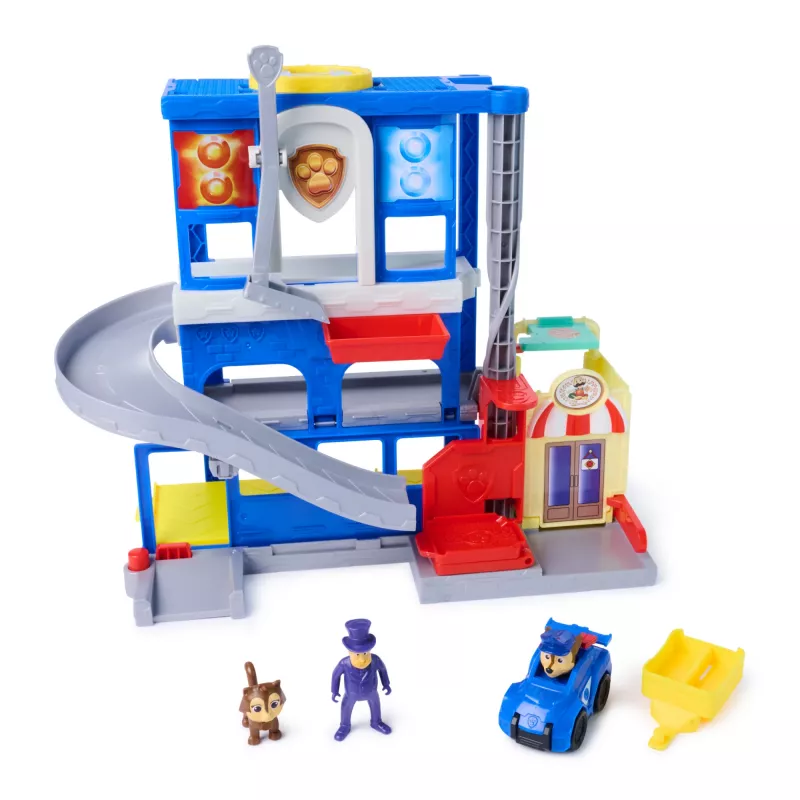 PAW Patrol : Pup Squad, Search & Rescue HQ Playset ar Chase Pup Squad Racer, Humdinger Action Figure un Kitty Pal, rotaļlietas zēniem un meitenēm no 3 gadu vecuma