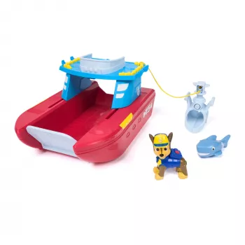 PAW Patrol Sea Patroller transportlīdzeklis ar Čeisu un haizivs figūriņu, 2 patruļas režīmi, bērnu rotaļlietas zēniem un meitenēm no 3 gadu vecuma