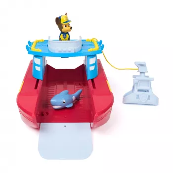 PAW Patrol Sea Patroller transportlīdzeklis ar Čeisu un haizivs figūriņu, 2 patruļas režīmi, bērnu rotaļlietas zēniem un meitenēm no 3 gadu vecuma