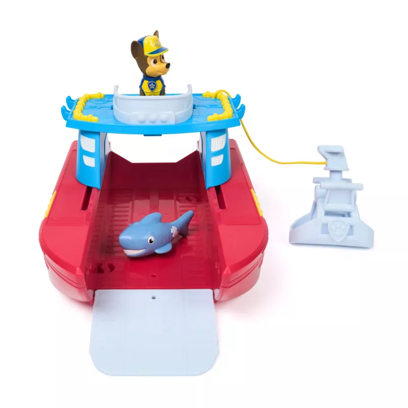 PAW Patrol Sea Patroller transportlīdzeklis ar Čeisu un haizivs figūriņu, 2 patruļas režīmi, bērnu rotaļlietas zēniem un meitenēm no 3 gadu vecuma