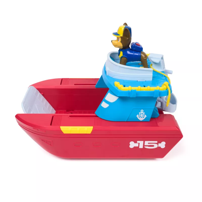 PAW Patrol Sea Patroller transportlīdzeklis ar Čeisu un haizivs figūriņu, 2 patruļas režīmi, bērnu rotaļlietas zēniem un meitenēm no 3 gadu vecuma