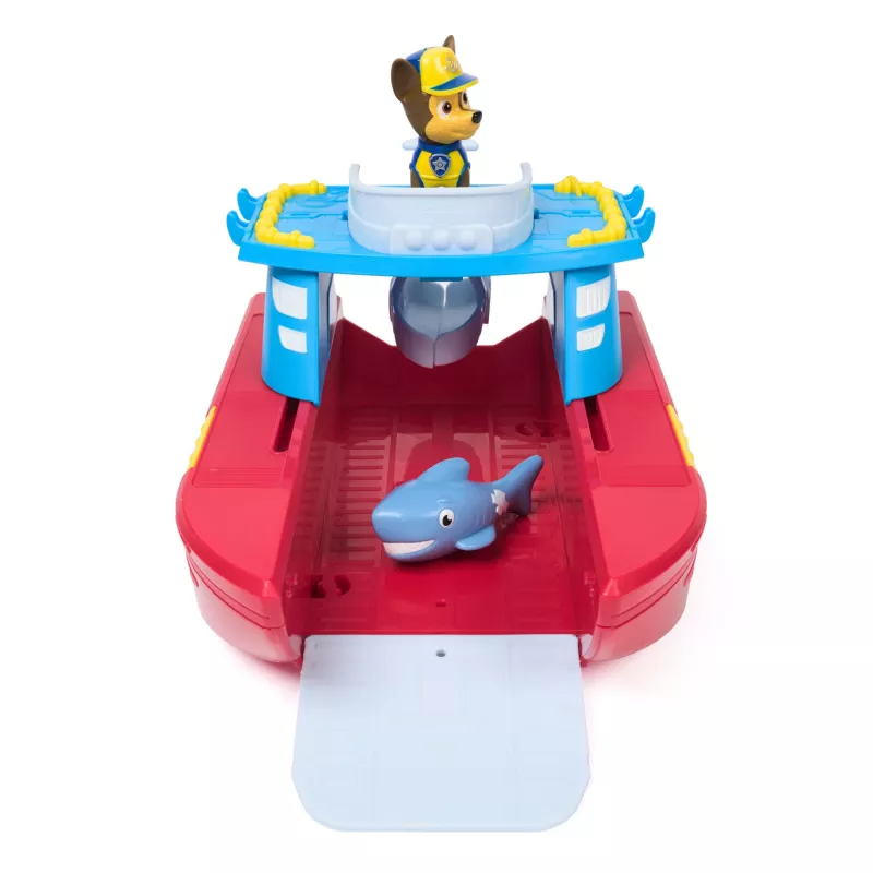 PAW Patrol Sea Patroller transportlīdzeklis ar Čeisu un haizivs figūriņu, 2 patruļas režīmi, bērnu rotaļlietas zēniem un meitenēm no 3 gadu vecuma