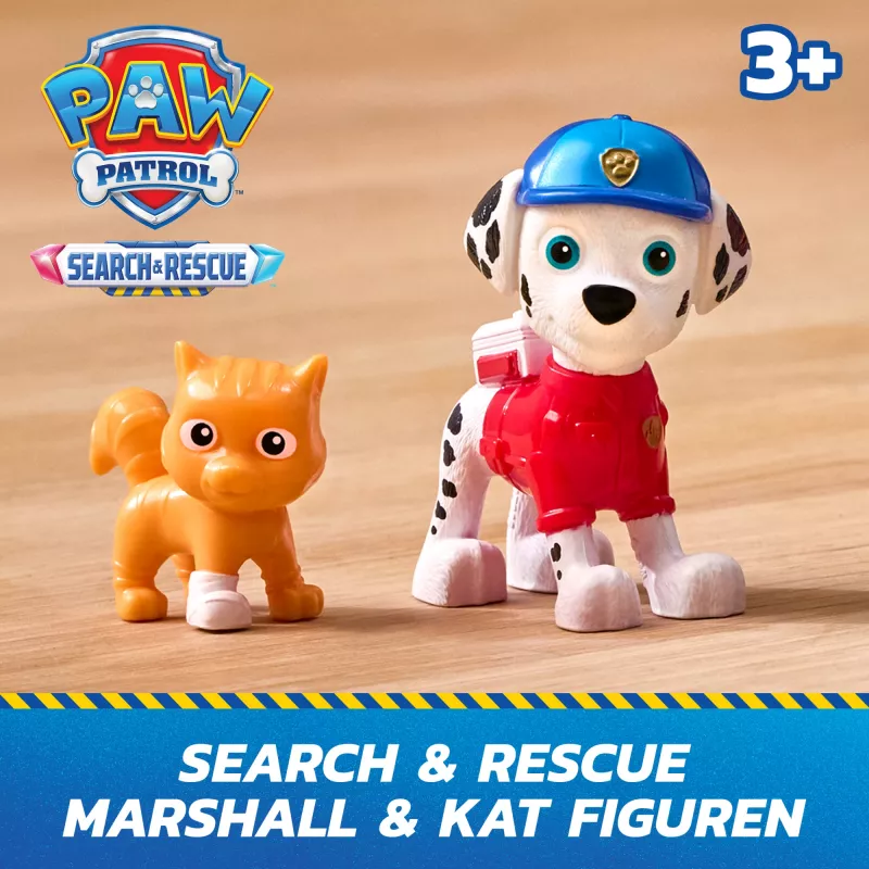 PAW Patrol : Search & Rescue, Marshall Rescue Responder Vehicle ar 2 figūriņām, rotaļu kravas automašīna ar atvilkšanas un palaišanas darbību, bērnu rotaļlietas zēniem un meitenēm no 3 gadu vecuma