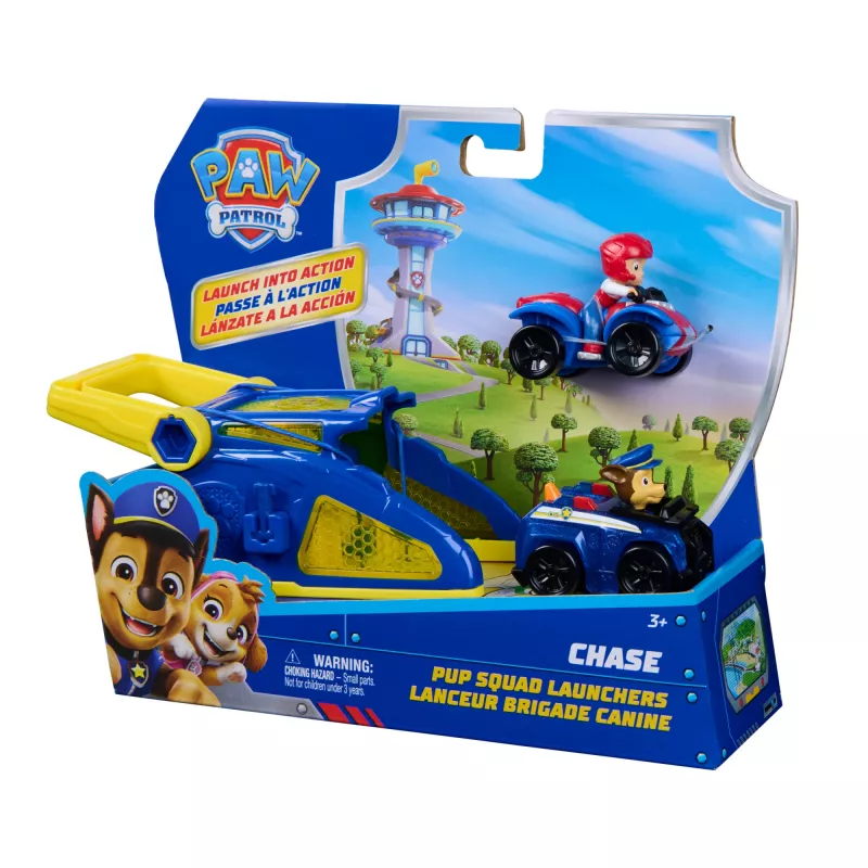 PAW Patrol Chase Pup Squad Launchers ar Ryder transportlīdzekli 2 komplektā, bērnu rotaļlietas zēniem un meitenēm no 3 gadu vecuma
