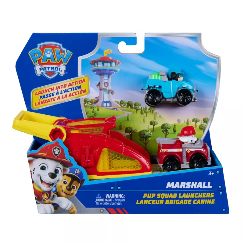 PAW Patrol Marshall Pup Squad Launchers ar Rex transportlīdzekli 2 gab. komplekts, bērnu rotaļlietas zēniem un meitenēm no 3 gadu vecuma
