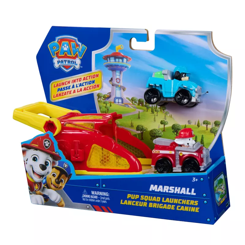 PAW Patrol Marshall Pup Squad Launchers ar Rex transportlīdzekli 2 gab. komplekts, bērnu rotaļlietas zēniem un meitenēm no 3 gadu vecuma