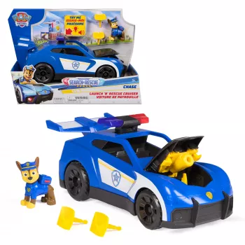 PAW Patrol : Search & Rescue, Chase Launch 'N' Rescue Cruiser ar figūru un 2 šāviņiem, gaismas, skaņas un slēpts palaidējs, rotaļlietas zēniem un meitenēm no 3 gadu vecuma