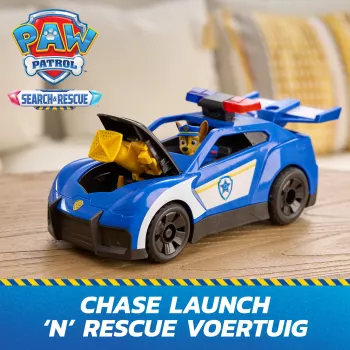 PAW Patrol : Search & Rescue, Chase Launch 'N' Rescue Cruiser ar figūru un 2 šāviņiem, gaismas, skaņas un slēpts palaidējs, rotaļlietas zēniem un meitenēm no 3 gadu vecuma