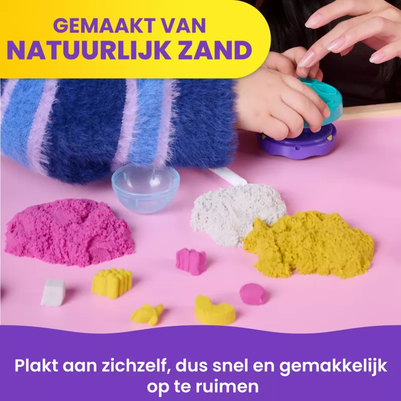 Kinetic Sand, Smoothie Mixer rotaļu komplekts, Lieldienu groziņa pildījums, ietver 14 oz formējamas rotaļu smiltis, instrumentus un saldējuma formiņu, rotaļu pārtikas rotaļlieta