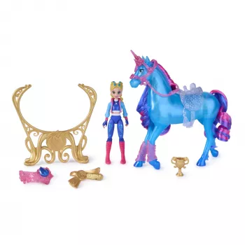 Unicorn Academy, Train & Glow Light-up River Unicorn ar Isabel, Lieldienu dāvanu ideja, lelles un vienradžu rotaļlietas meitenēm, ietver 3 treniņu piederumus