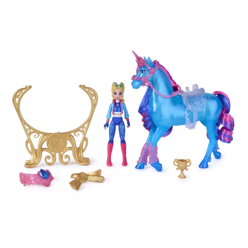 Unicorn Academy, Train & Glow Light-up River Unicorn ar Isabel, Lieldienu dāvanu ideja, lelles un vienradžu rotaļlietas meitenēm, ietver 3 treniņu piederumus