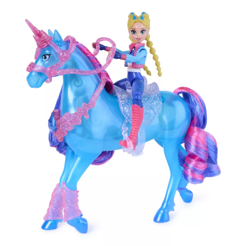 Unicorn Academy, Train & Glow Light-up River Unicorn ar Isabel, Lieldienu dāvanu ideja, lelles un vienradžu rotaļlietas meitenēm, ietver 3 treniņu piederumus