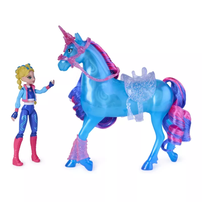 Unicorn Academy, Train & Glow Light-up River Unicorn ar Isabel, Lieldienu dāvanu ideja, lelles un vienradžu rotaļlietas meitenēm, ietver 3 treniņu piederumus