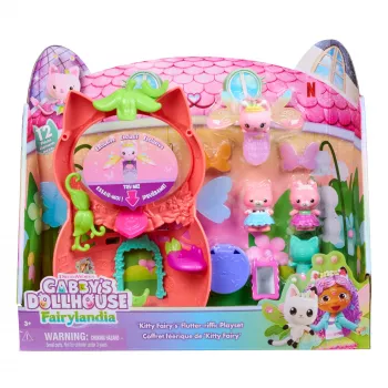 Gabby's Dollhouse Fairylandia, Kitty Fairy’s Flutter-riffic Playset ar 12 daļām un ekskluzīvu Flutter-riffic gredzenu, bērnu rotaļlietas meitenēm un zēniem no 3 gadu vecuma