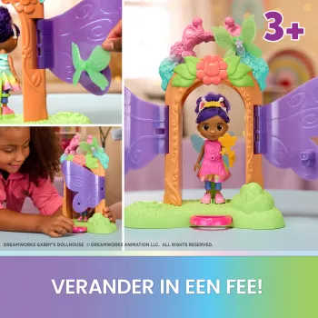 Gabby's Dollhouse Fairylandia, Burvju atklāšanas rotaļu komplekts ar pārveidošanās funkciju un leļļu mājas aksesuāriem, rotaļlietas meitenēm un zēniem no 3 gadu vecuma