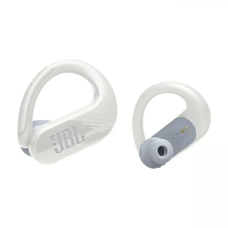 JBL Endurance PEAK 3 austiņu komplekts True Wireless Stereo (TWS) auss āķis Zvanīšanai/Mūzikai/Sportam/Ikdienai USB Type-C Bluetooth uzlādes statīvs Balts