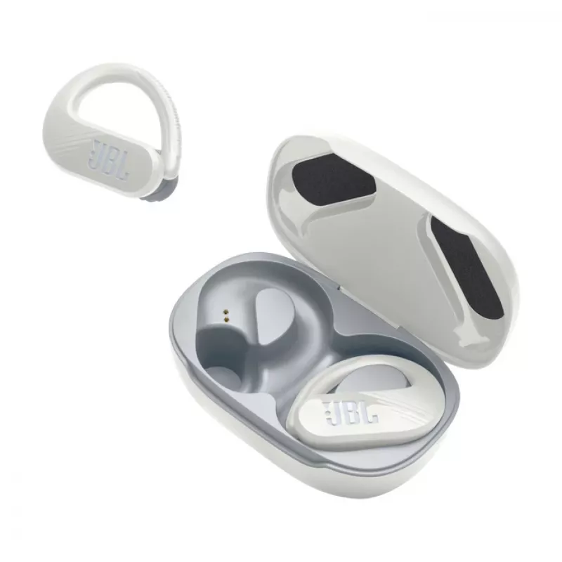 JBL Endurance PEAK 3 austiņu komplekts True Wireless Stereo (TWS) auss āķis Zvanīšanai/Mūzikai/Sportam/Ikdienai USB Type-C Bluetooth uzlādes statīvs Balts