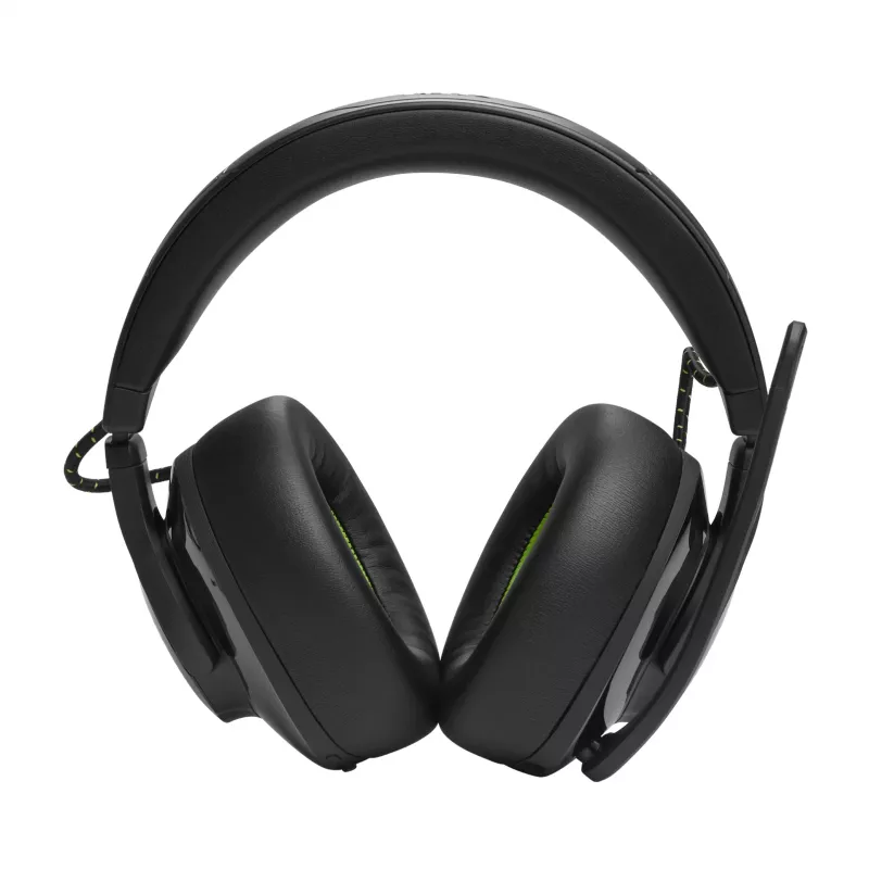 JBL Quantum 910X austiņas ar vadu un bezvadu savienojumu, galvas lentes tipa, spēlēm, USB Type-C, Bluetooth, melnas, zaļas