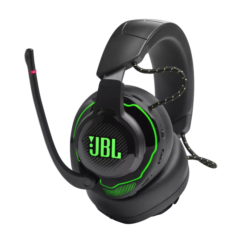 JBL Quantum 910X austiņas ar vadu un bezvadu savienojumu, galvas lentes tipa, spēlēm, USB Type-C, Bluetooth, melnas, zaļas