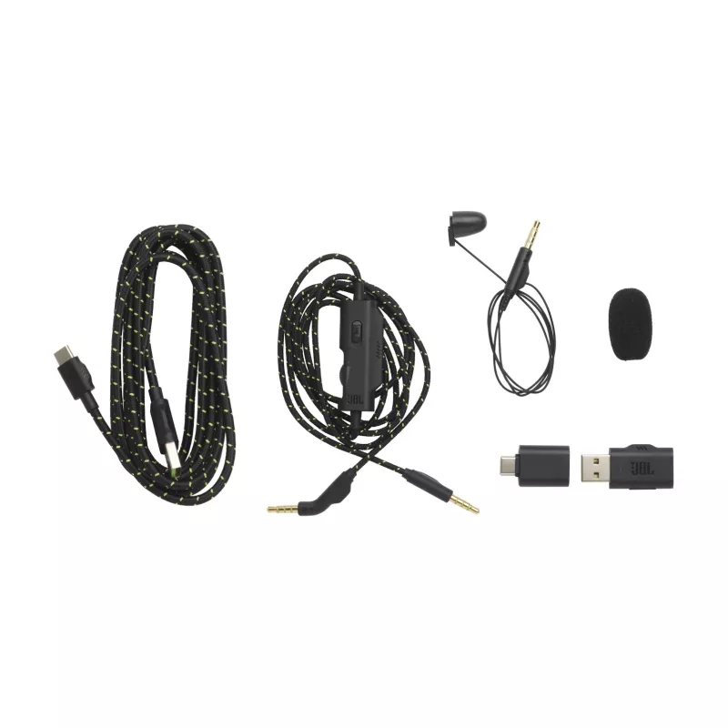 JBL Quantum 910X austiņas ar vadu un bezvadu savienojumu, galvas lentes tipa, spēlēm, USB Type-C, Bluetooth, melnas, zaļas