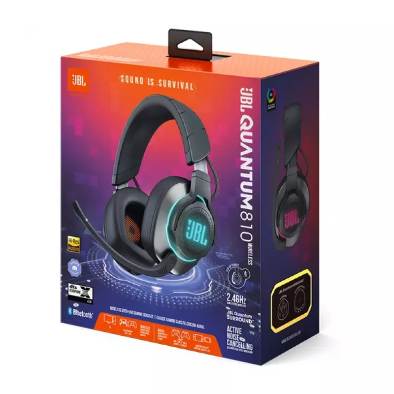JBL Quantum 810 austiņas Bezvadu Austiņas ar galvas stīpiņu Spēļu USB Type-C Bluetooth Melns