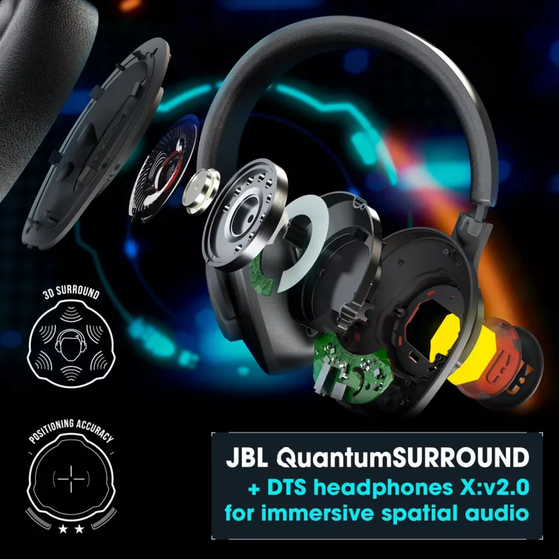 JBL Quantum 400 Melns, vadu, spēļu, 20 - 20000 Hz, 248 g, Austiņas, melnas