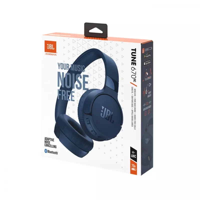 JBL Tune 670 NC Austiņas Vadu un Bezvadu Galvas-saite Zvaniem/Mūzikai USB Type-C Bluetooth Zils