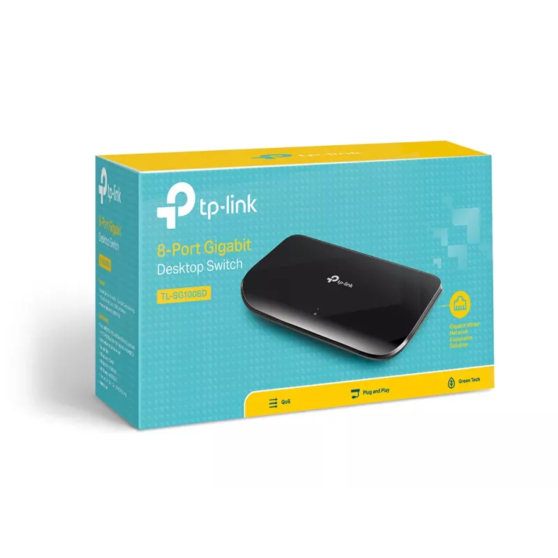 TP-Link 8 portu gigabitu galda tīkla komutators, nevadāms, Gigabit Ethernet (10/100/1000), piestiprināms pie sienas