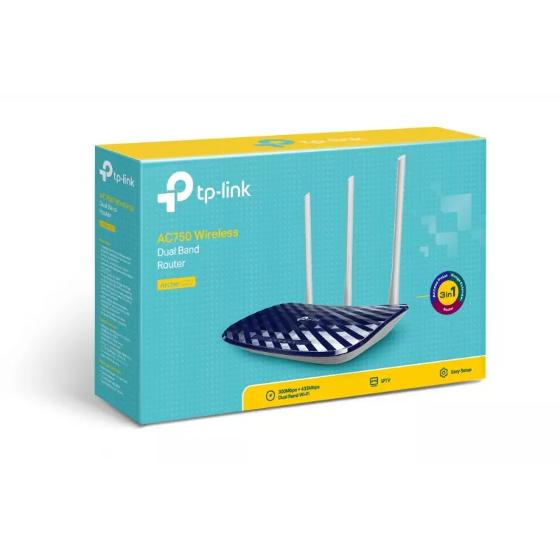 TP-Link AC750 bezvadu maršrutētājs Fast Ethernet divu joslu (2.4 GHz / 5 GHz) melns, balts