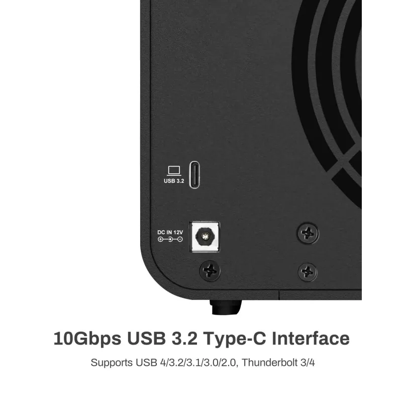 TerraMaster D4-320 disku masīvs, melns, 4 nodalījumi HDD/SSD