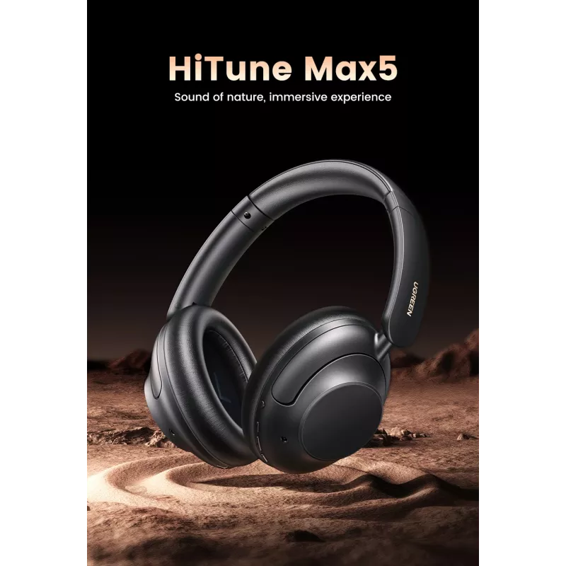 Ugreen HiTune Max5 austiņas ar vadu un bezvadu tehnoloģiju galvas lentes lietošanai zvaniem un mūzikai Bluetooth, melnas