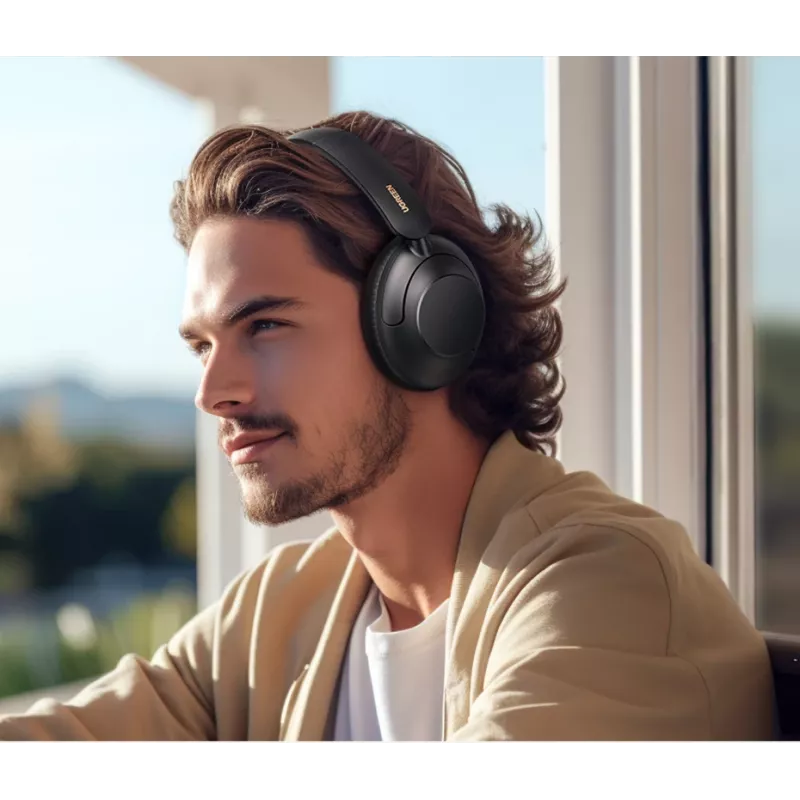 Ugreen HiTune Max5 austiņas ar vadu un bezvadu tehnoloģiju galvas lentes lietošanai zvaniem un mūzikai Bluetooth, melnas