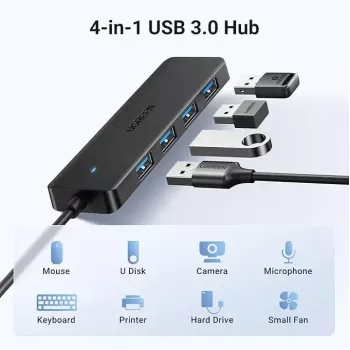 Ugreen USB 3.0 4-PORT HUB USB-A UZ 4XUSB Dokošana USB 3.2 Gen 1 (3.1 Gen 1) Type-A