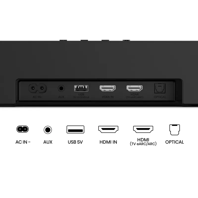 Soundbar Hisense AX5140Q 5.1.4 Dolby Atmos, 600 W RMS, bezvadu zemfrekvenču skaļrunis 280 W, melns