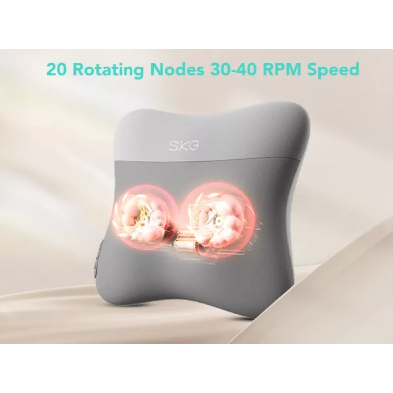 SKG VS500 masāžas spilvens — mīcošā masāža, ar baterijām darbināms 10 W, iebūvēts akumulators, pelēks
