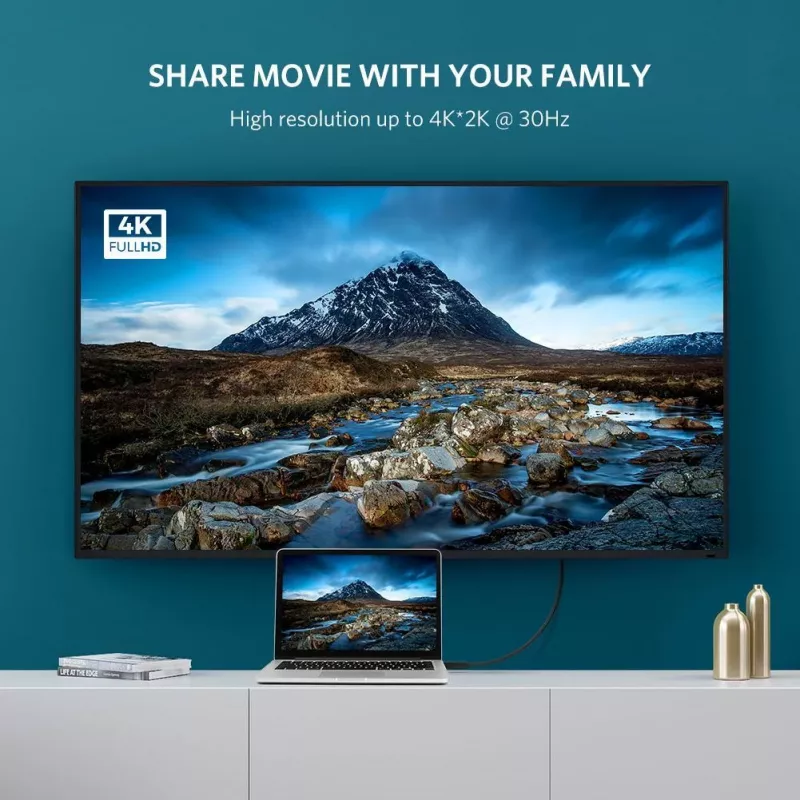 Ugreen 10202 video kabeļa adapteris 2 m DisplayPort HDMI Melns