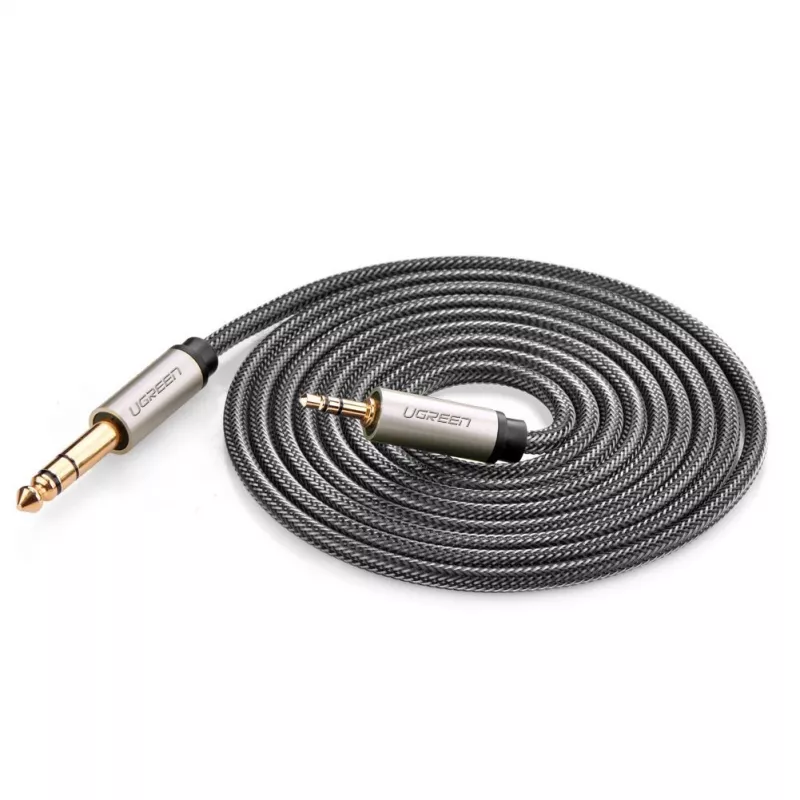 Audio kabelis Ugreen 10628 2m 6.35mm uz 3.5mm Vīrišķais Melns