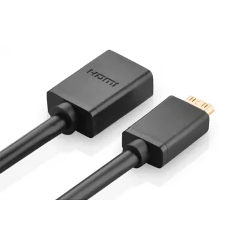 HDMI kabelis Ugreen 20137 Mini-HDMI vīrišķais savienotājs uz HDMI sievišķo savienotāju Melns Zelts